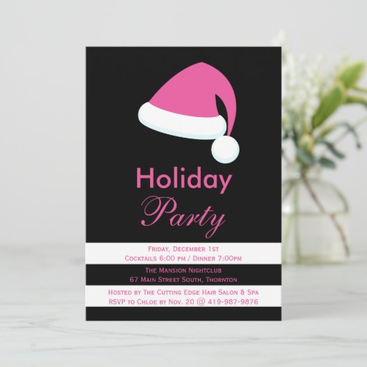 Pink Santa Corporate Feier Einladung (Stehend Vorderseite)