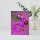 Pink Santa Dragon Feiertagspostkarte (Stehend Vorderseite)