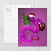 Pink Santa Dragon Feiertagspostkarte (Vorne/Hinten)