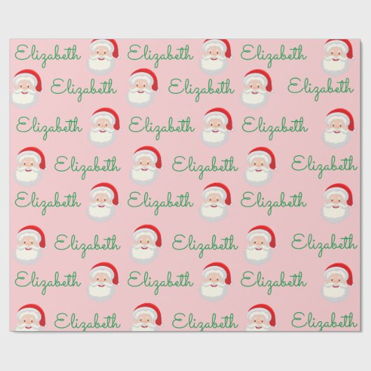 Pink Santa Face Persönliche Weihnachtsgeschenke Geschenkpapier (Flach)