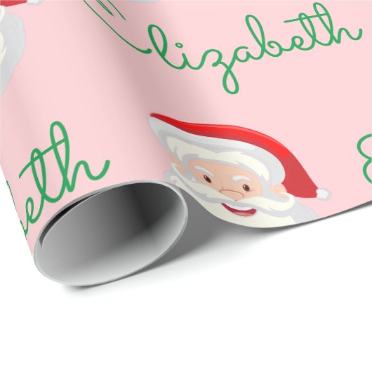 Pink Santa Face Persönliche Weihnachtsgeschenke Geschenkpapier (Rolleneckpunkt)