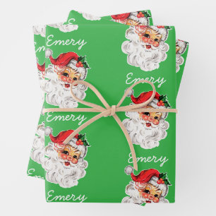 Pink Santa Face Weihnachtsausflüge nach Maß Geschenkpapier Set