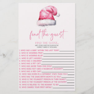 Pink Santa Finde das Baby Duschspiel Briefpapier