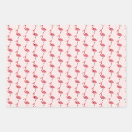 Pink Santa Flamingo Weihnachtsfeiertag Muster Geschenkpapier Set
