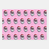 Pink Santa Gift Wrap, Custom Name Christmas Pink Geschenkpapier Set (Vorderseite 2)