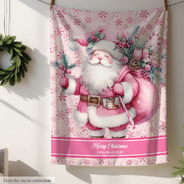 Pink Santa Girls Blanket Individuelle Name Pinkmas Sherpadecke