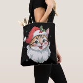 Pink Santa Hat Retro Cute Kitty Cat Christmas  Tasche (Von Nahem)