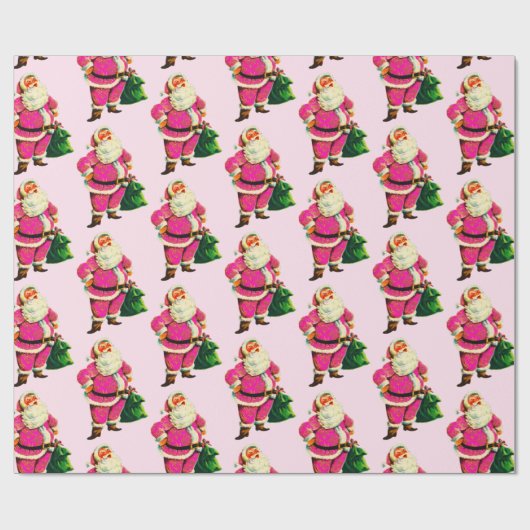 Pink Santa in Pale Pink Weihnachtswrapping Papier Geschenkpapier (Flach)