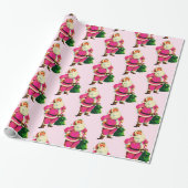 Pink Santa in Pale Pink Weihnachtswrapping Papier Geschenkpapier (Ungerollt)