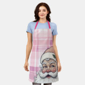 Pink Santa Kariert Weihnachten Schürze (Getragen)