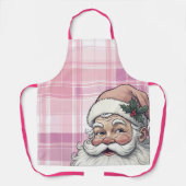 Pink Santa Kariert Weihnachten Schürze (Vorderseite)