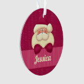 Pink Santa mit Name Weihnachten Ornament (Vorderseite)