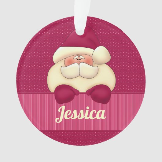 Pink Santa mit Name Weihnachten Ornament (Vorderseite)