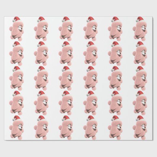 Pink Santa Poodle Geschenkpapier (Flach)