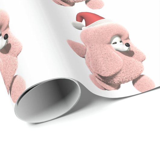Pink Santa Poodle Geschenkpapier (Rolleneckpunkt)