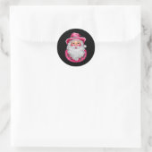 Pink Santa Retro Weihnachten Matching Family Party Runder Aufkleber (Tasche)