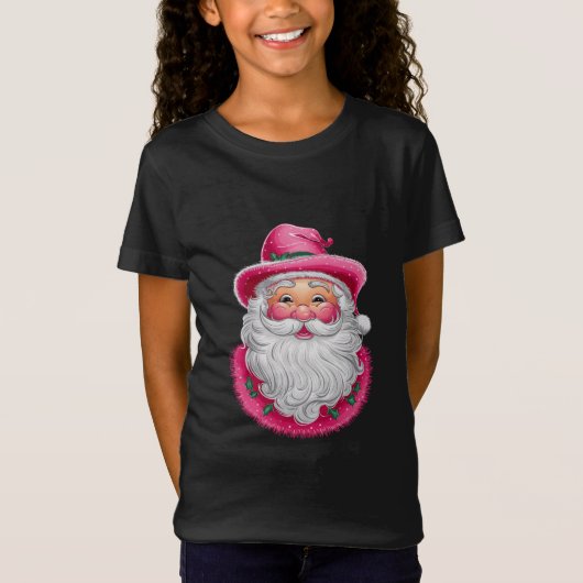 Pink Santa Retro Weihnachten Matching Family Party T-Shirt (Vorderseite)