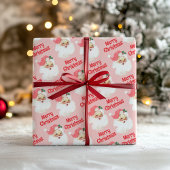 Pink Santa Vintage Weihnachtswrapping Papier Geschenkpapier