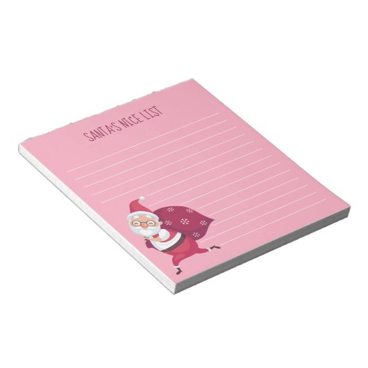Pink Santa's Nice List Notepad Notizblock (angewinkelt)