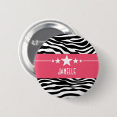 Pink Sassy Star Zebra Button (Vorne & Hinten)