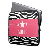 Pink Sassy Star Zebra Laptop Sleeve (Vorderseite Links)