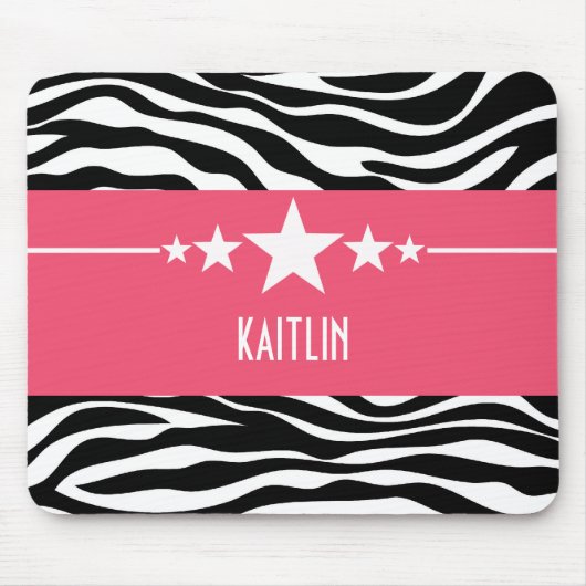 Pink Sassy Star Zebra Mousepad (Vorne)