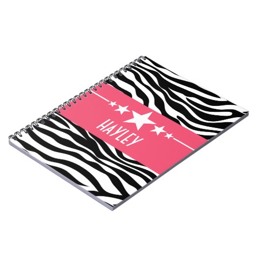 Pink Sassy Star Zebra Notebook Notizblock (Linke Seite)