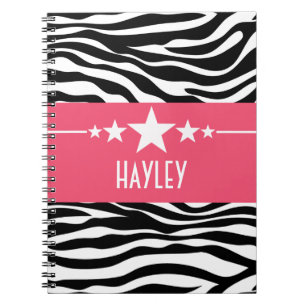 Pink Sassy Star Zebra Notebook Notizblock