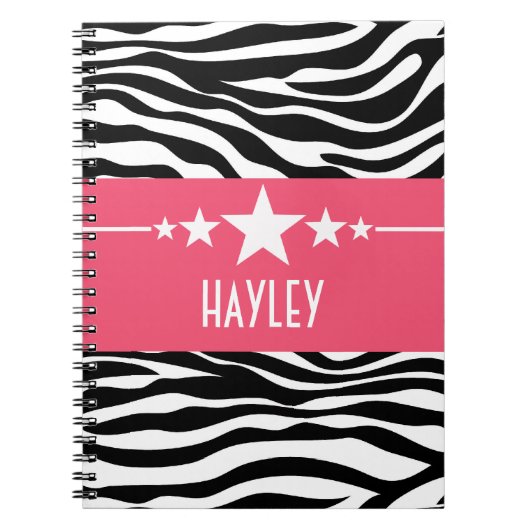 Pink Sassy Star Zebra Notebook Notizblock (Vorderseite)