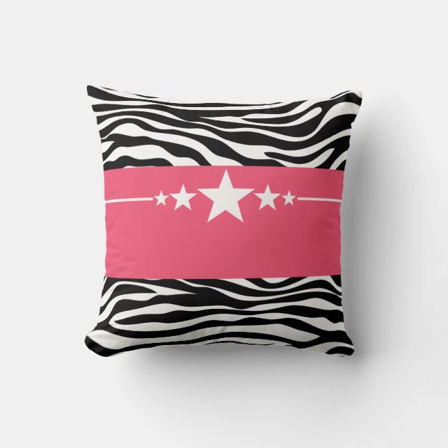 Pink Sassy Star Zebra Pillow Kissen (Vorderseite)