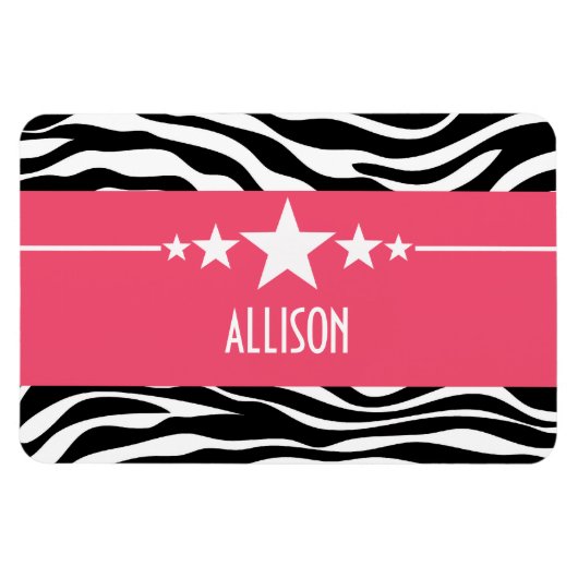 Pink Sassy Star Zebra Premium Magnet (Horizontal)