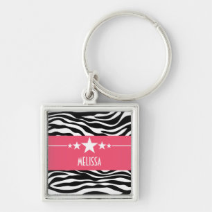 Pink Sassy Star Zebra Premium Schlüsselanhänger
