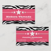 Pink Sassy Star Zebra Print Business Card Visitenkarte (Vorne/Hinten)