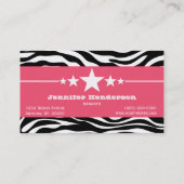 Pink Sassy Star Zebra Print Business Card Visitenkarte (Rückseite)