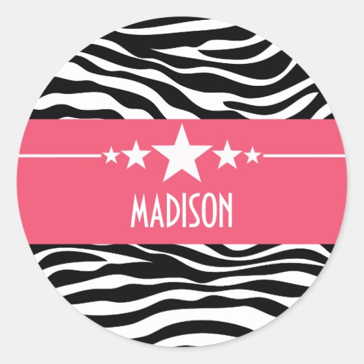 Pink Sassy Star Zebra Stickers (Vorderseite)