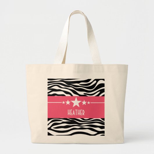 Pink Sassy Star Zebra Tote Bag Jumbo Stoffbeutel (Vorne)