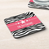 Pink Sassy Star Zebra Untersetzer Set (Linke Seite)