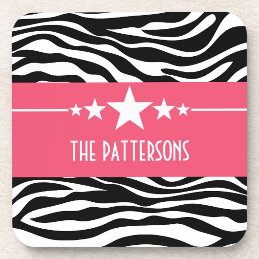 Pink Sassy Star Zebra Untersetzer Set (Vorderseite)