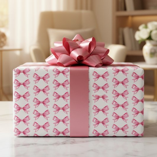 Pink Satin Bow Wrapping Paper Sheets Geschenkpapier Set