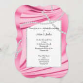 PINK SATIN, DIAMONDS & PEARLS ELEGANT WEDD 2 EINLADUNG (Vorne/Hinten)