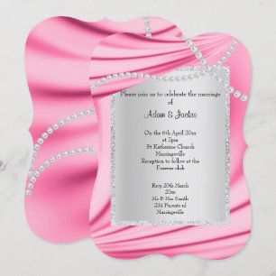 PINK SATIN, DIAMONDS & PEARLS ELEGANT WEDD EINLADUNG