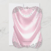 Pink Satin Foto Taufe Christening Einladung (Rückseite)