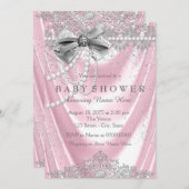 Pink Satin Pearl Girly Babydusche Einladung (Vorne/Hinten)