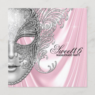Pink Satin Sweet 16 Masquerade Party Einladung