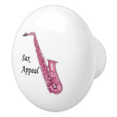 Pink Saxophon Keramik Pull Keramikknauf (Rechts)