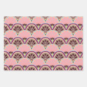 Pink Scallop Wrapping Paper Flat Sheet Set of 3 Geschenkpapier Set (Vorderseite)