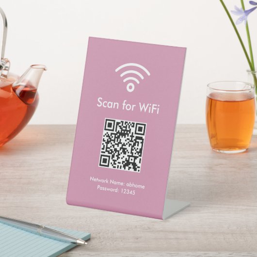 Pink Scan for WiFi Custom QR code Beruflich Sockelschild (In SItu)
