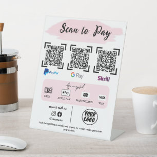 Pink Scan to Pay Template Modernes QR-Zahlungsze Sockelschild
