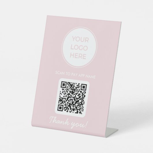 Pink scanne mich ab, um QR-Code-Zeichen zu bezahle Sockelschild (Vorderseite)