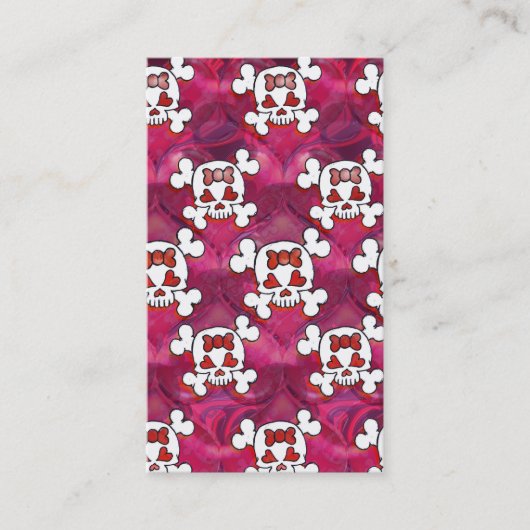 Pink-Schädel und Herzen Visitenkarte (Vorderseite)